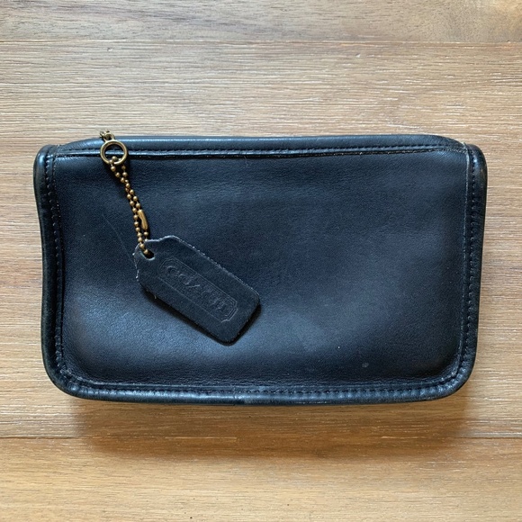 Coach Vintage Black Leather Cosmetic pouch - Picture 1 of 4